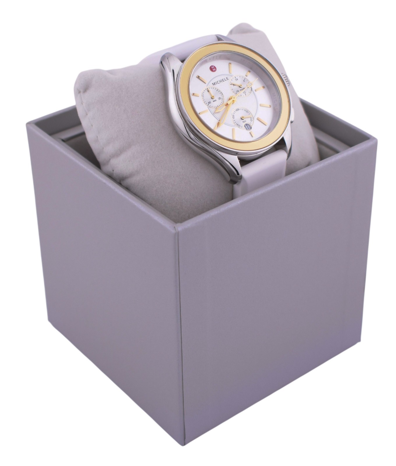 Michele Cape Silver Dial White Rubber Strap Women’s Watch MWW27E000010