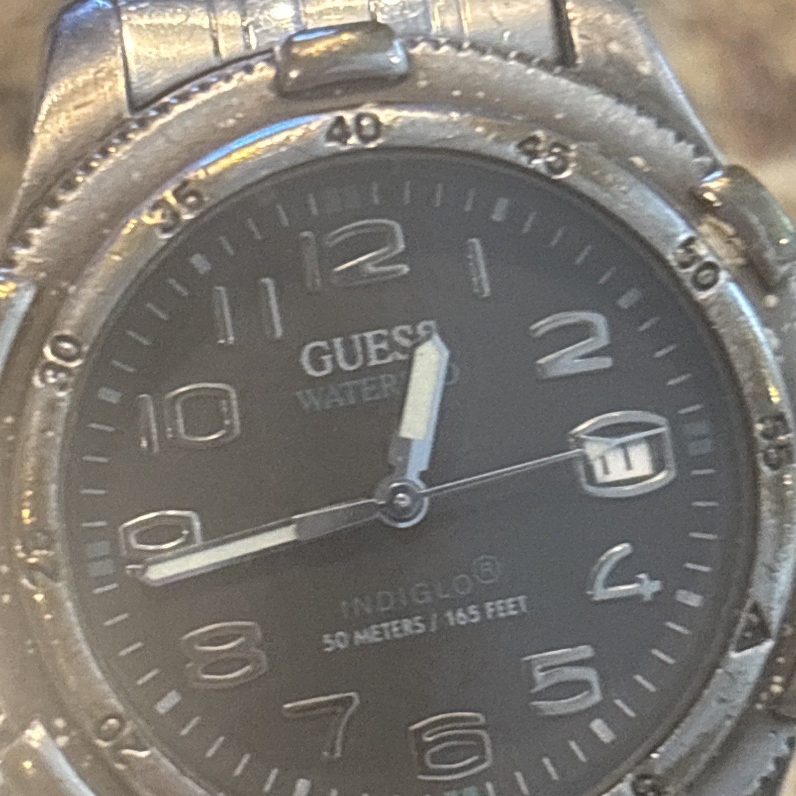 Guess WaterPro Indiglo 50 Meters/165 Feet Quartz Watch Untested & As Is