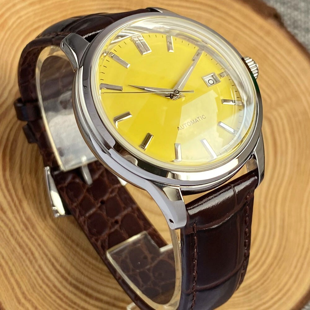 40mm Tandorio Yellow Dial Double Bow Sapphire Glass NH35A Automatic Mens Watch