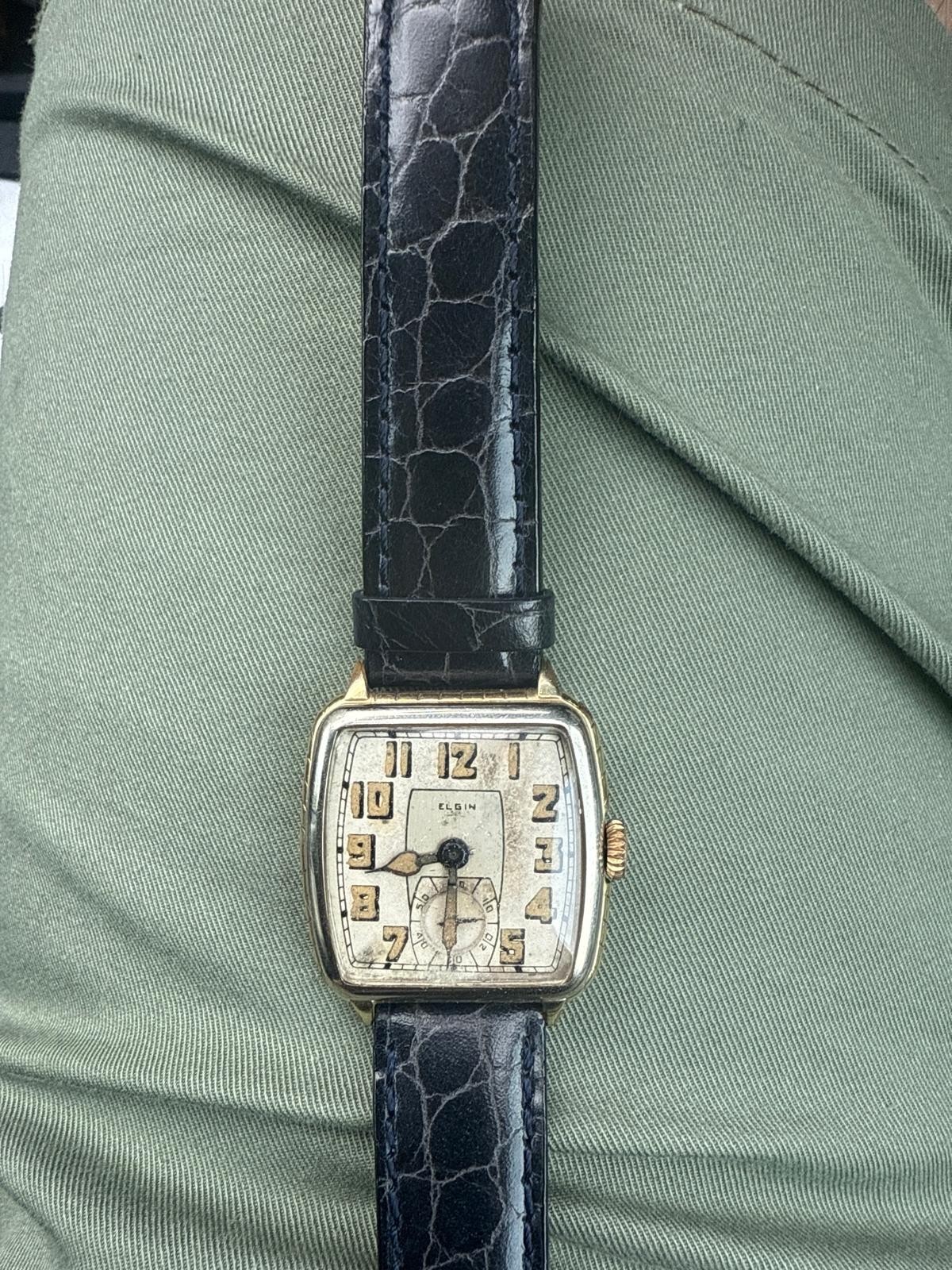 Vintage Elgin USA 17 Jewel Manual Wind Gold Filled Men’s Wrist Watch Runs
