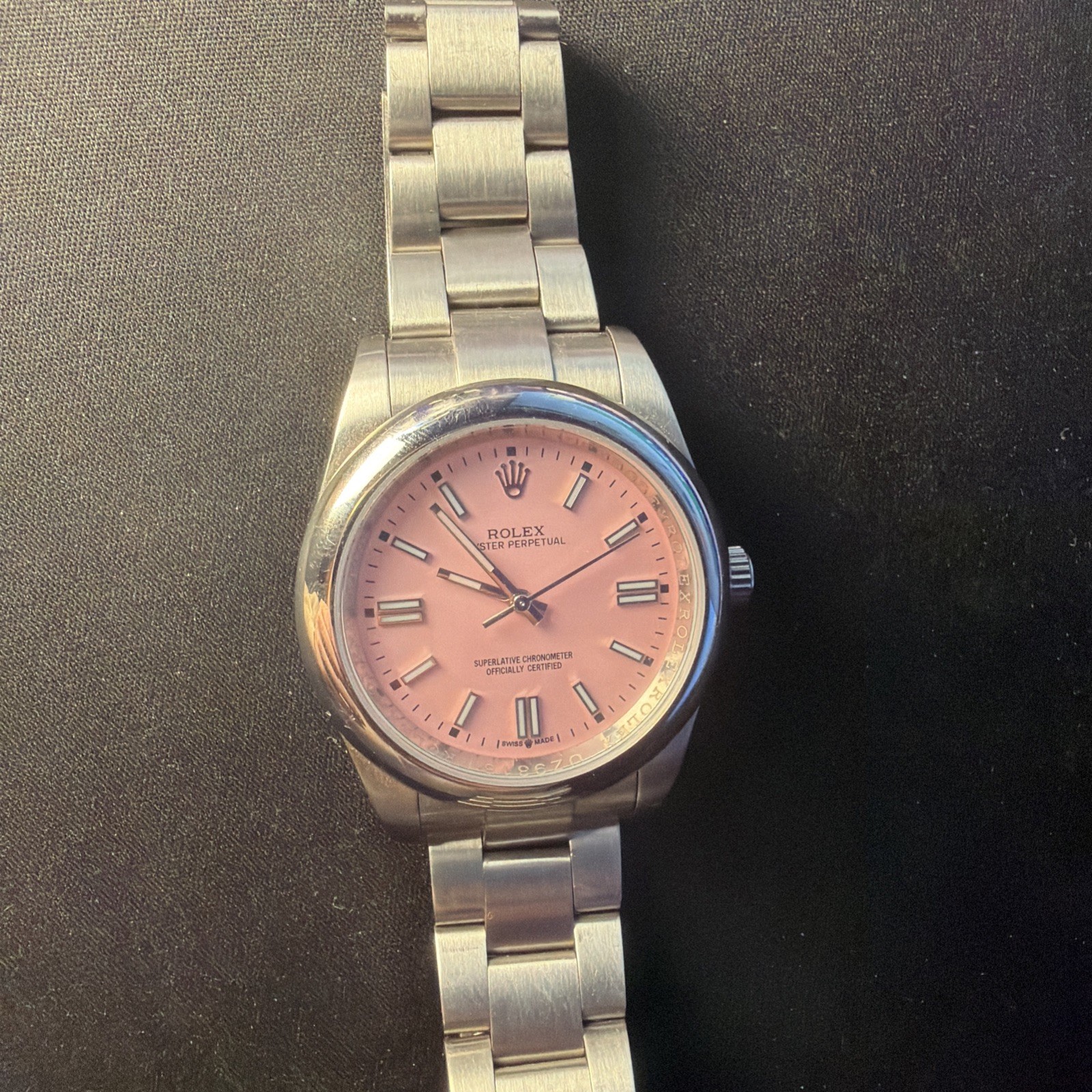 Rolex Oyster Perpetual 34mm Candy Pink Dial Steel Automatic Watch 5500 Year 1968