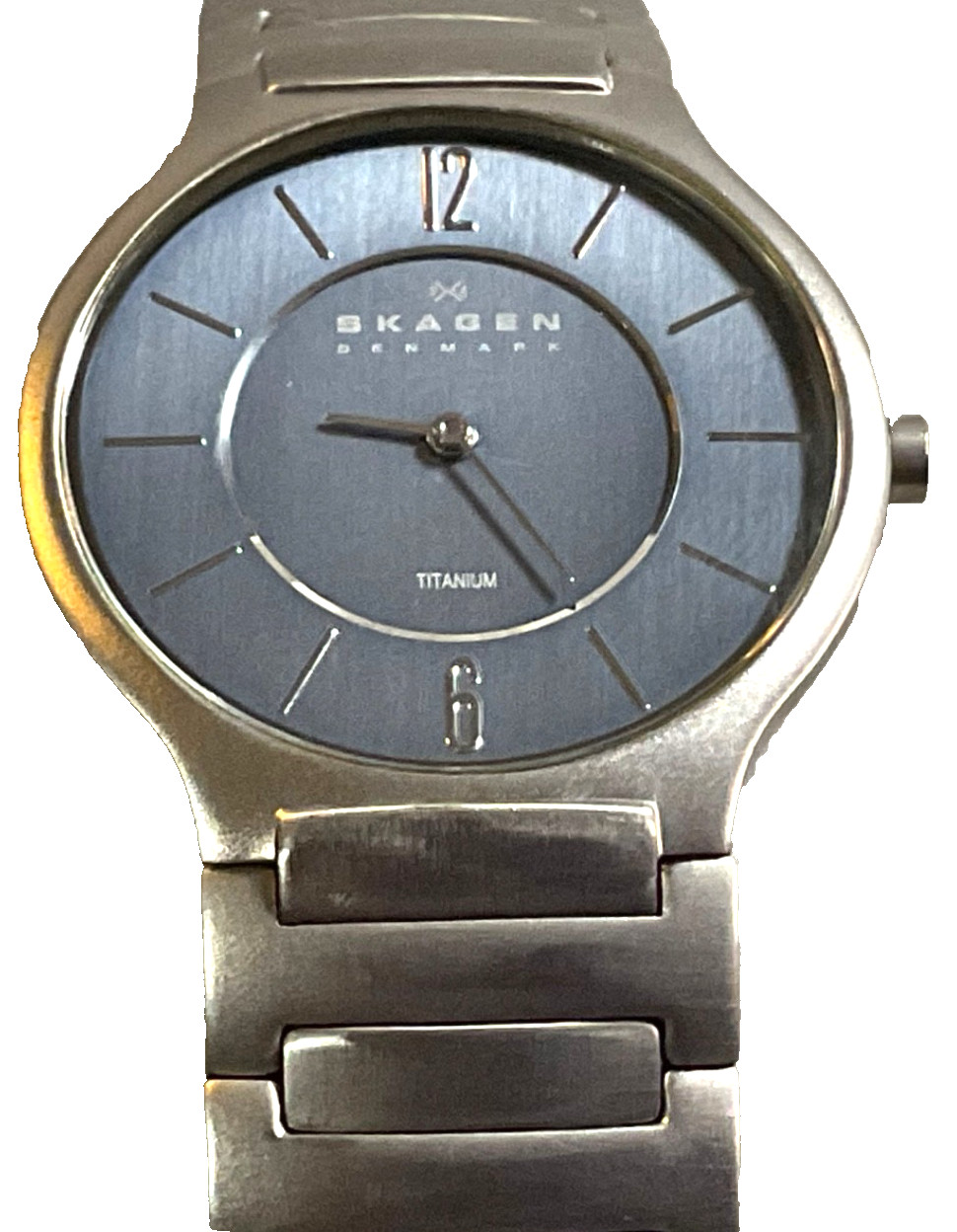 SKAGEN DENMARK MEN’S SLIM ALL TITANIUM 33mm WATCH 418LTXN WR 30m NEW BATTERY
