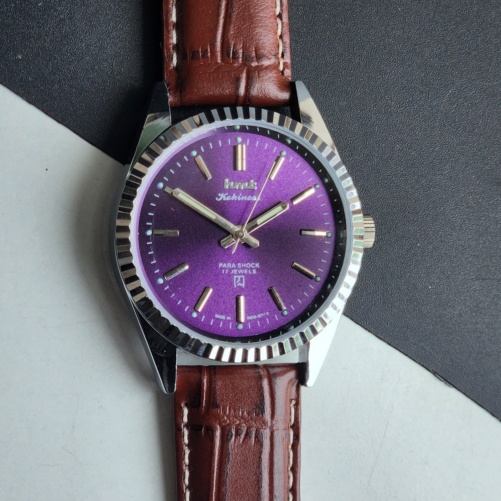 Vintage HMT Kohinoor Fluted Bezel Mechanical Hand Winding Wrist Watch A12