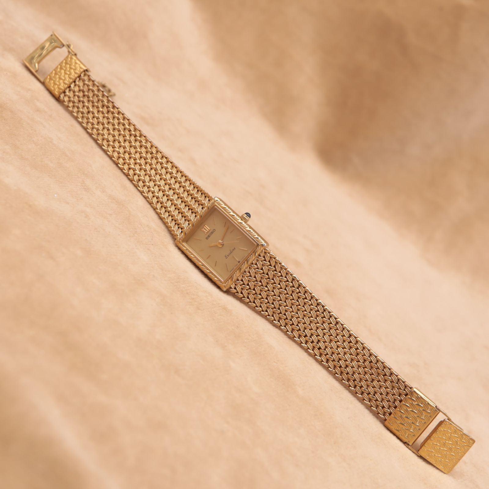 Seiko Exceline 7321-6050 Gold Mesh Quartz Women’s Watch 17.5mm 1985