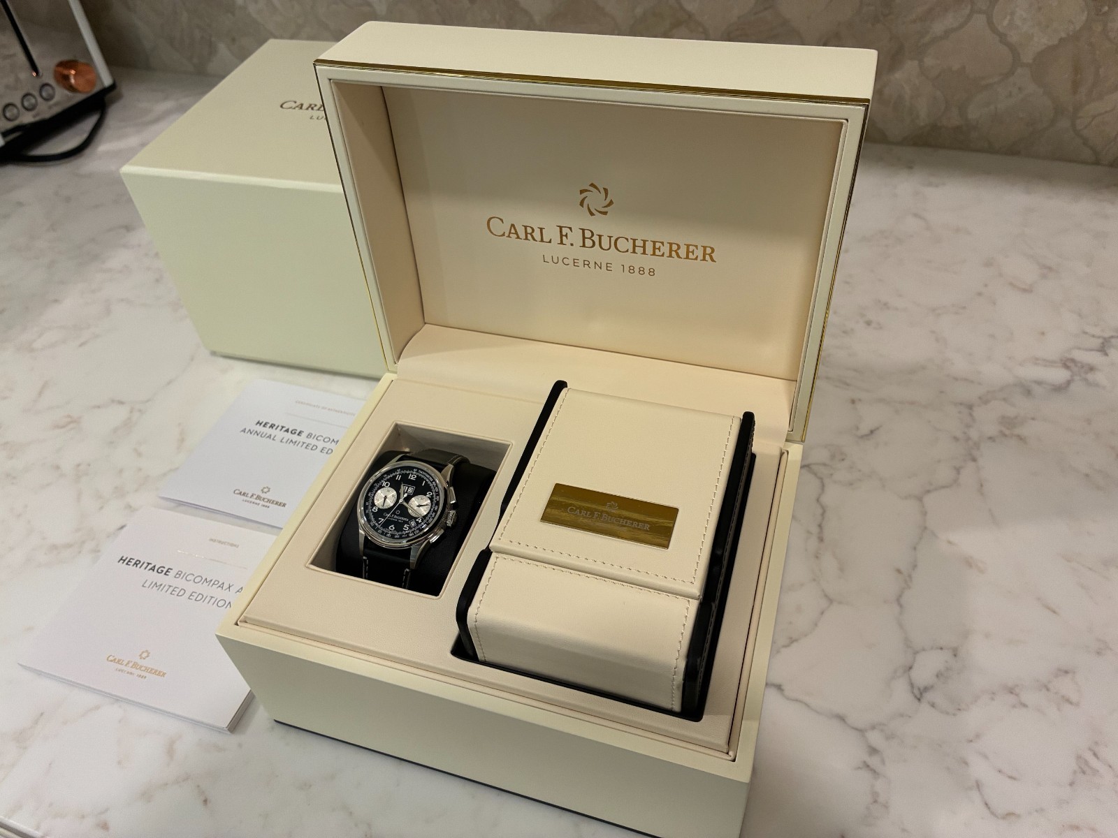 Carl F. Bucherer Heritage Men’s Black Watch – 00.10803.08.32.01 Bicompax 41 mm