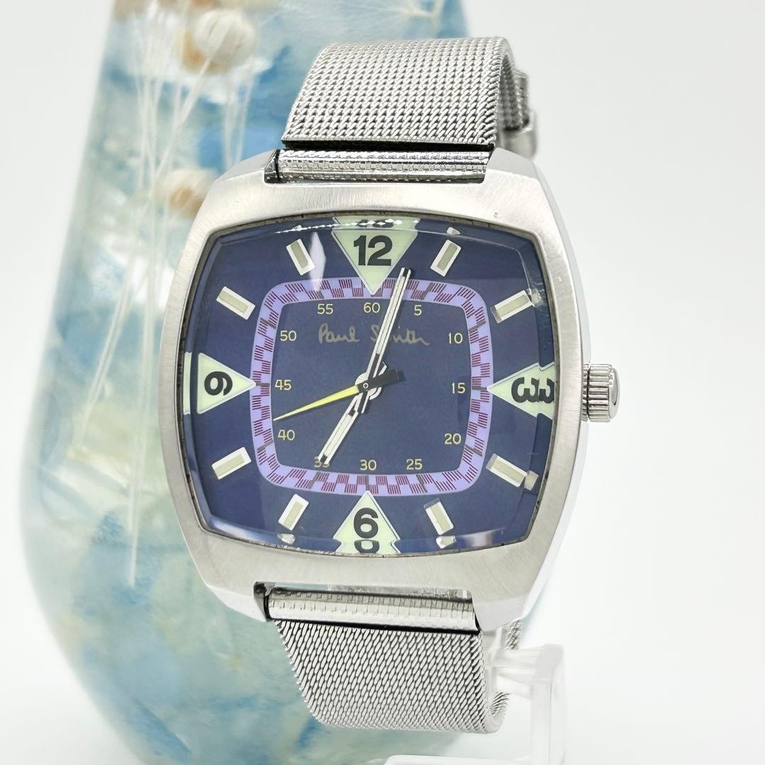 Paul Smith 8220 824709 Automatic Wristwatch Silver Blue 14 19cm Used Vintage