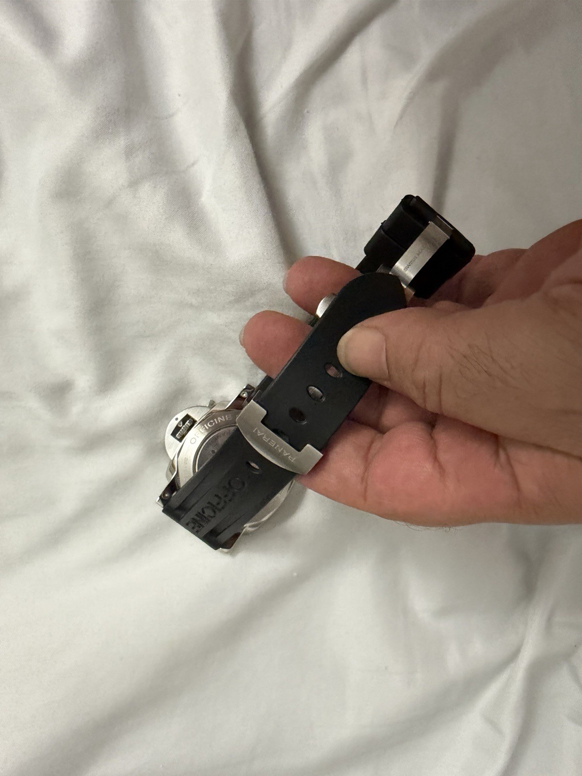 Panerai 24mm Black Rubber Strap Band w/ 22mm stainles Steel Deployant Clasp