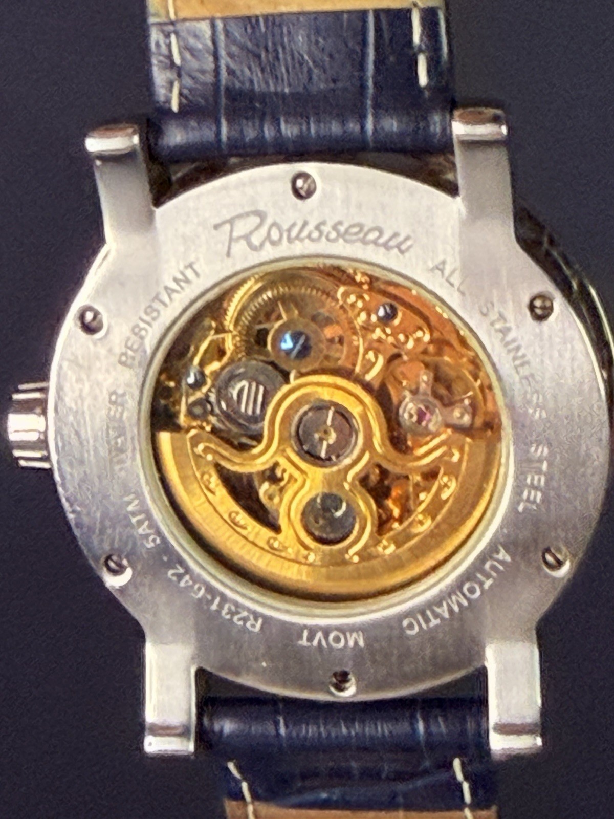 Rousseau Men’s Automatic Watch W/Date Leather Strap R 231-642 Movement 957