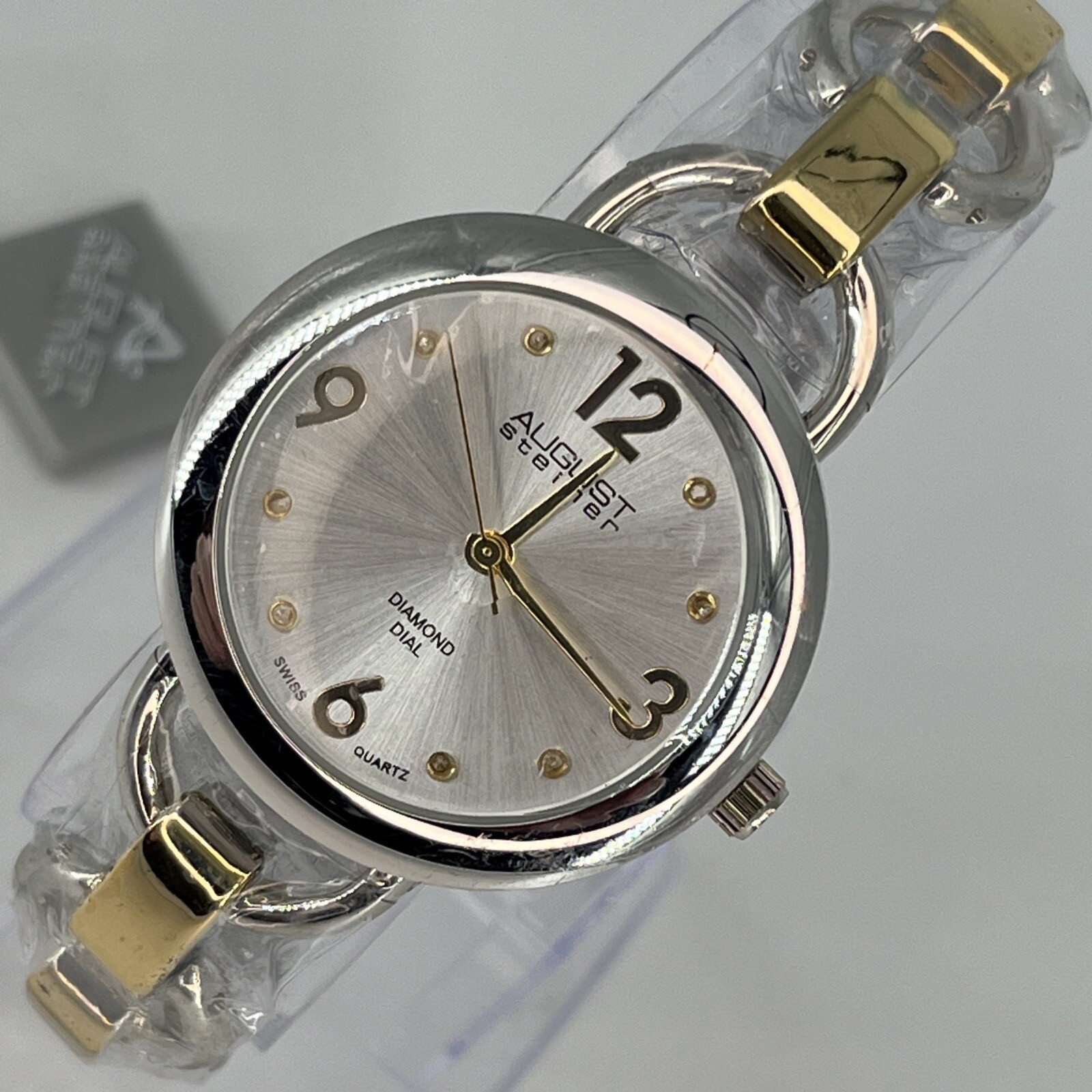 August Steiner Women’s Watch AS8132 Swiss Diamond Markers Silver & Gold Tone
