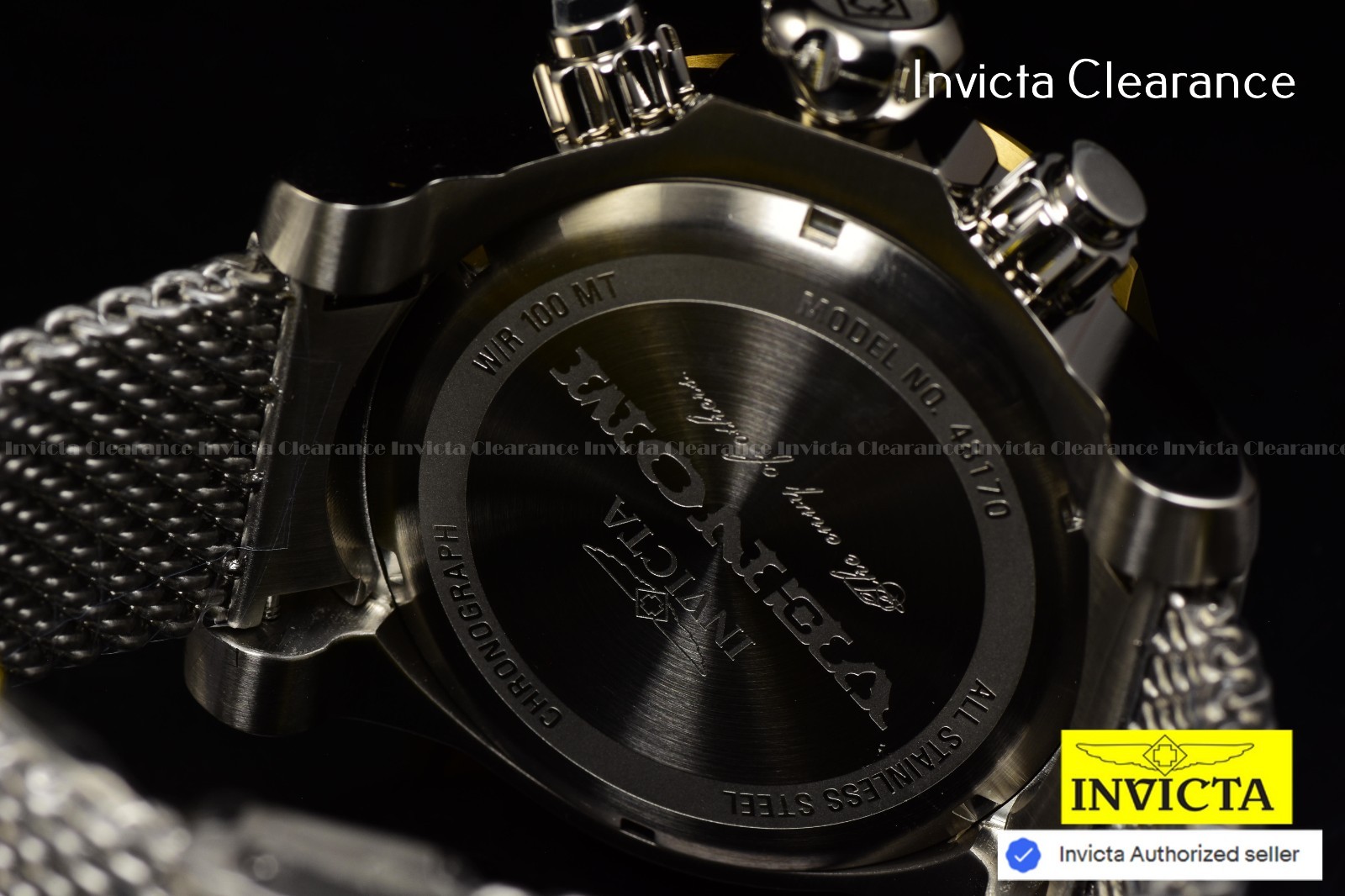 Invicta Venom Men’s Bulldog Mesh Swiss Chronograph Silver Tone SS Watch 54mm