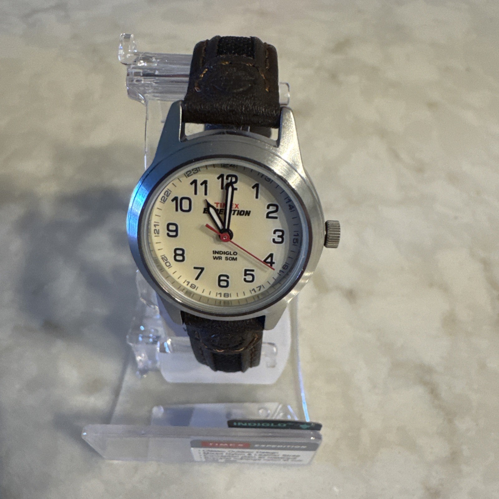Timex Women Expedition Indiglo Brown Leather Watch 50M Water Resistant T411819J