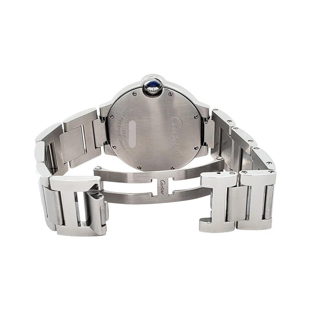 Cartier Ballon Bleu 36mm Silver Roman Quartz Steel Watch W69011Z4 3005 Papers