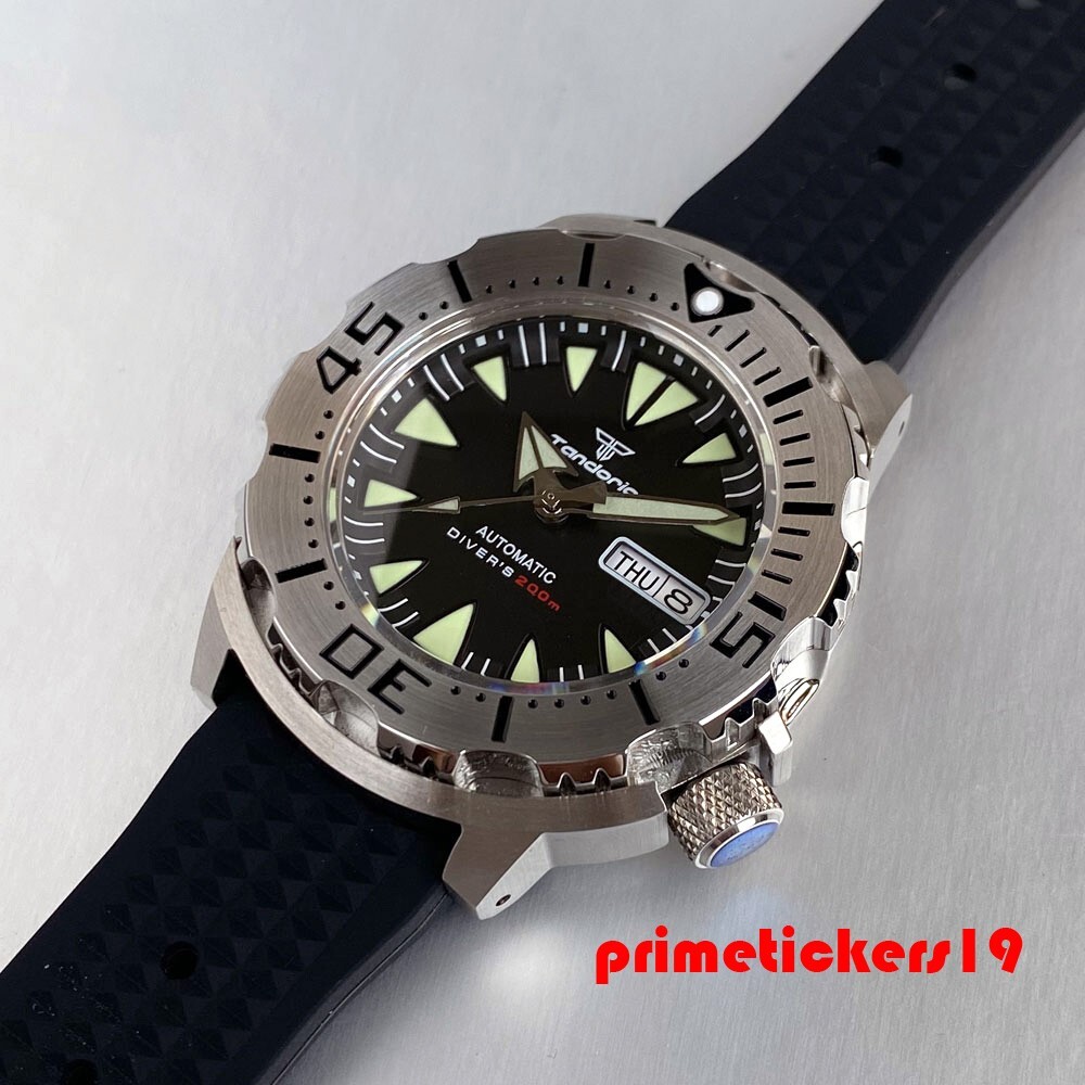 Tandorio Sapphire NH36 42mm Men’s Automatic Monster Watch 20BAR Dive 3.8 Crown