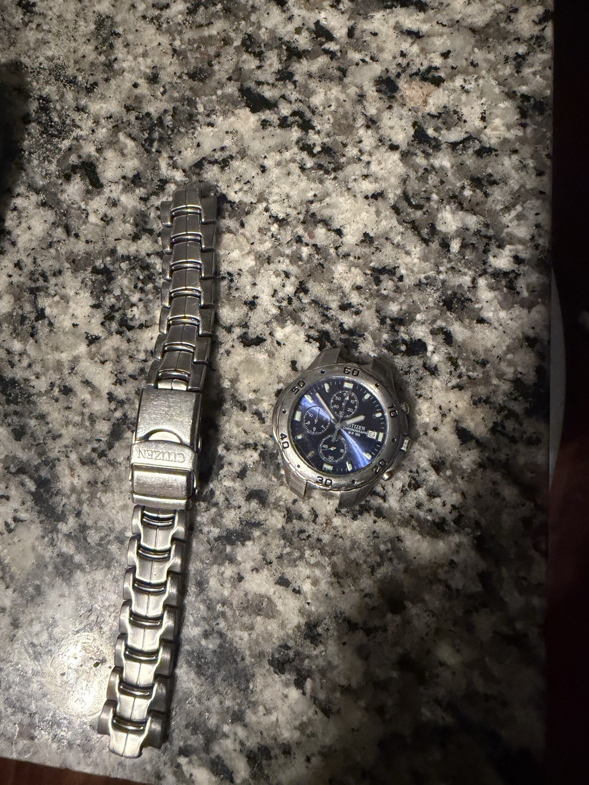 Citizen 0510-S92294 WR100 Chronograph Blue Dial Quartz Mens Watch *NOT WORKING*