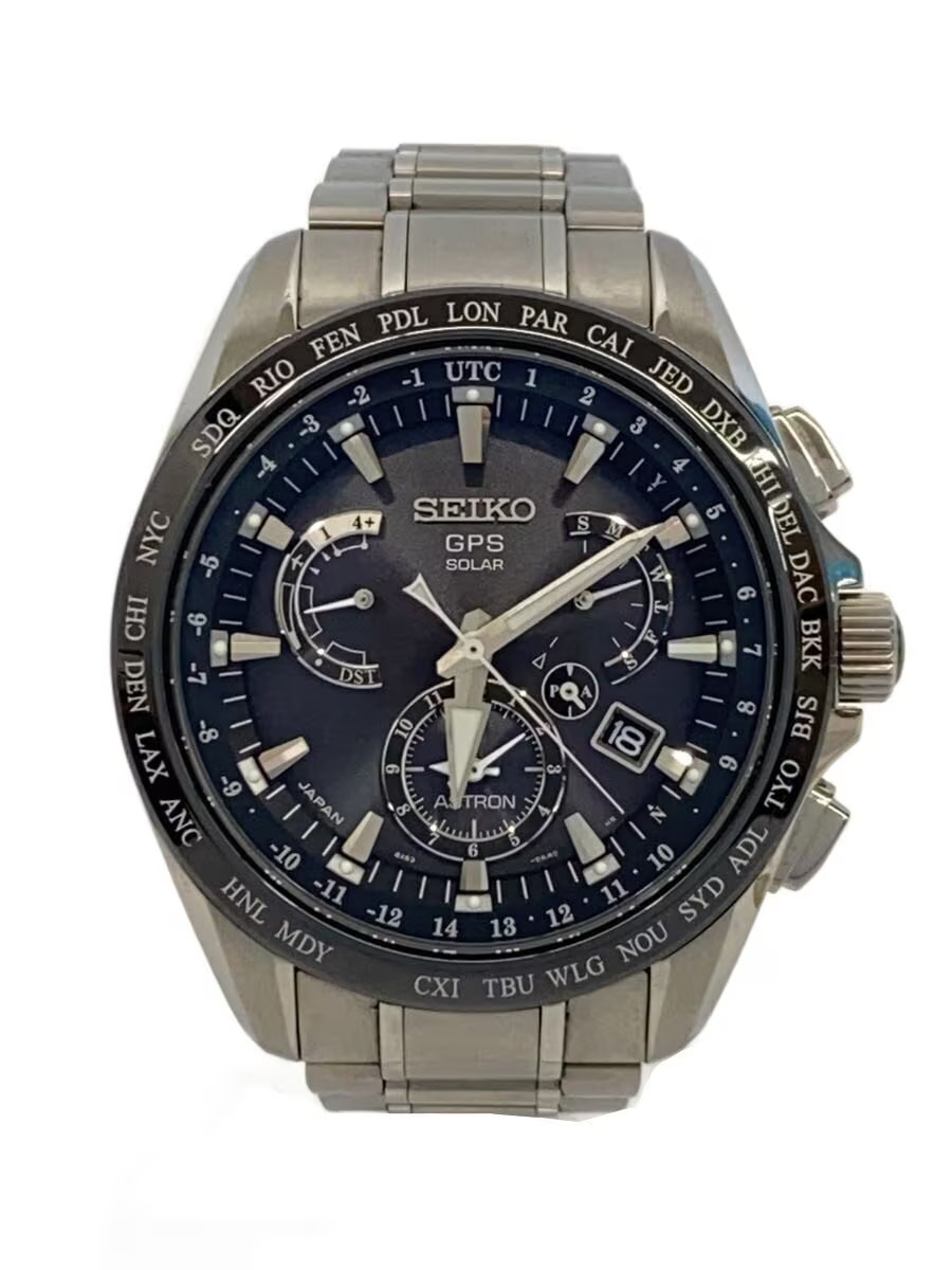 SEIKO Solar Watch Analog BLK SLV 8X53 0AB0 2