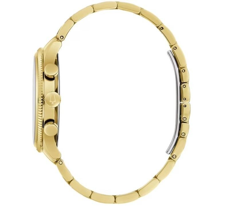 Bulova Men’s Chronograph Gold Tone Stainless Steel Watch-97D131 Black Dial 30M