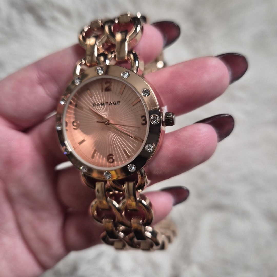 Rampage Watch Y2K Style Gold Tone Tound Face Chain Band School College Party
