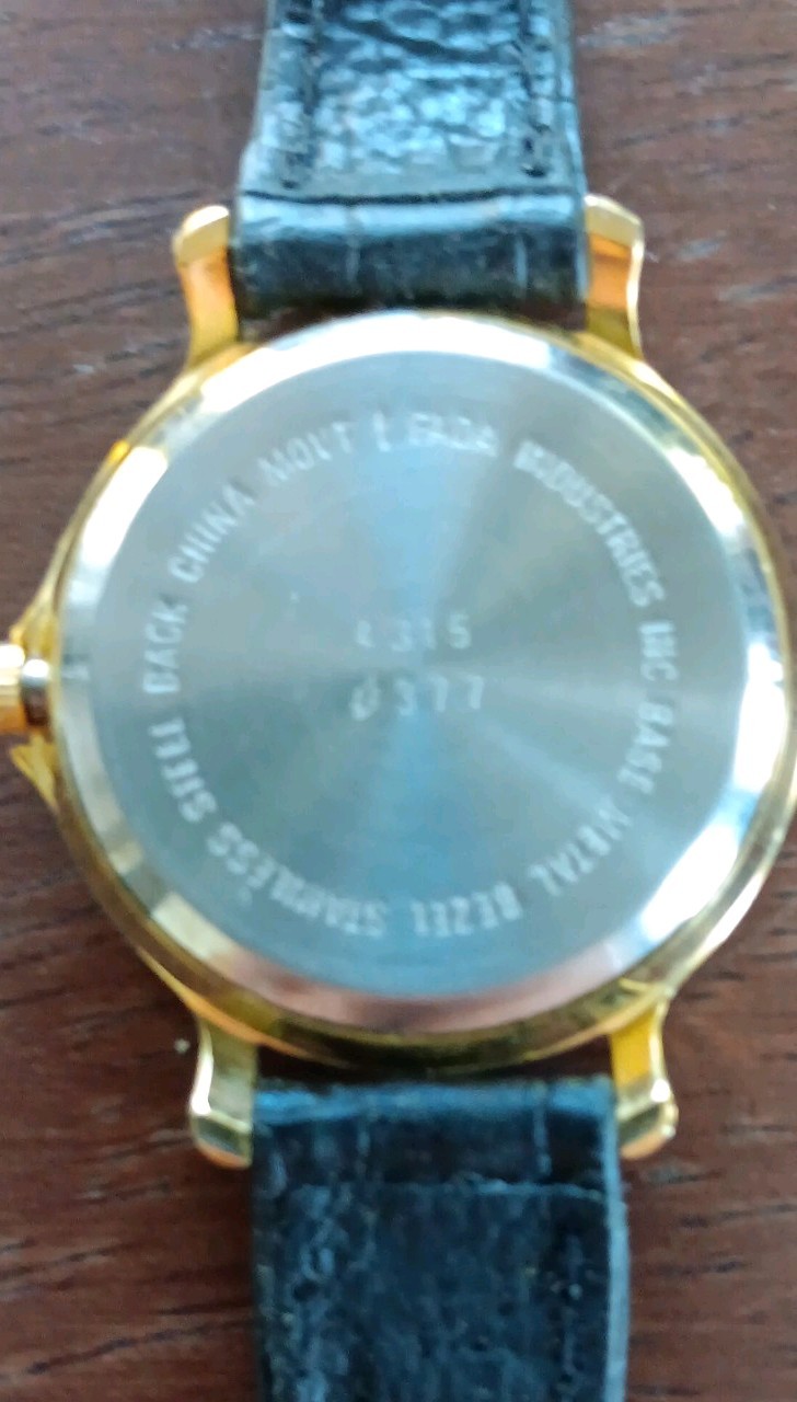 Gitano Gold-Tone Quartz Black Leather Strap Roman Numeral Black Dial Watch