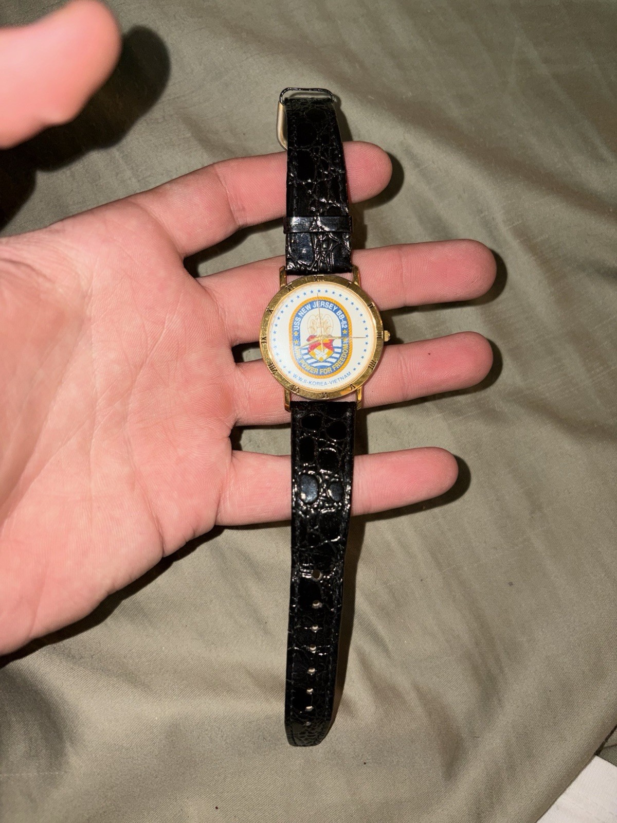 USS New Jersey BB-62 Image Watches Inc California Quartz Gold Tone Case