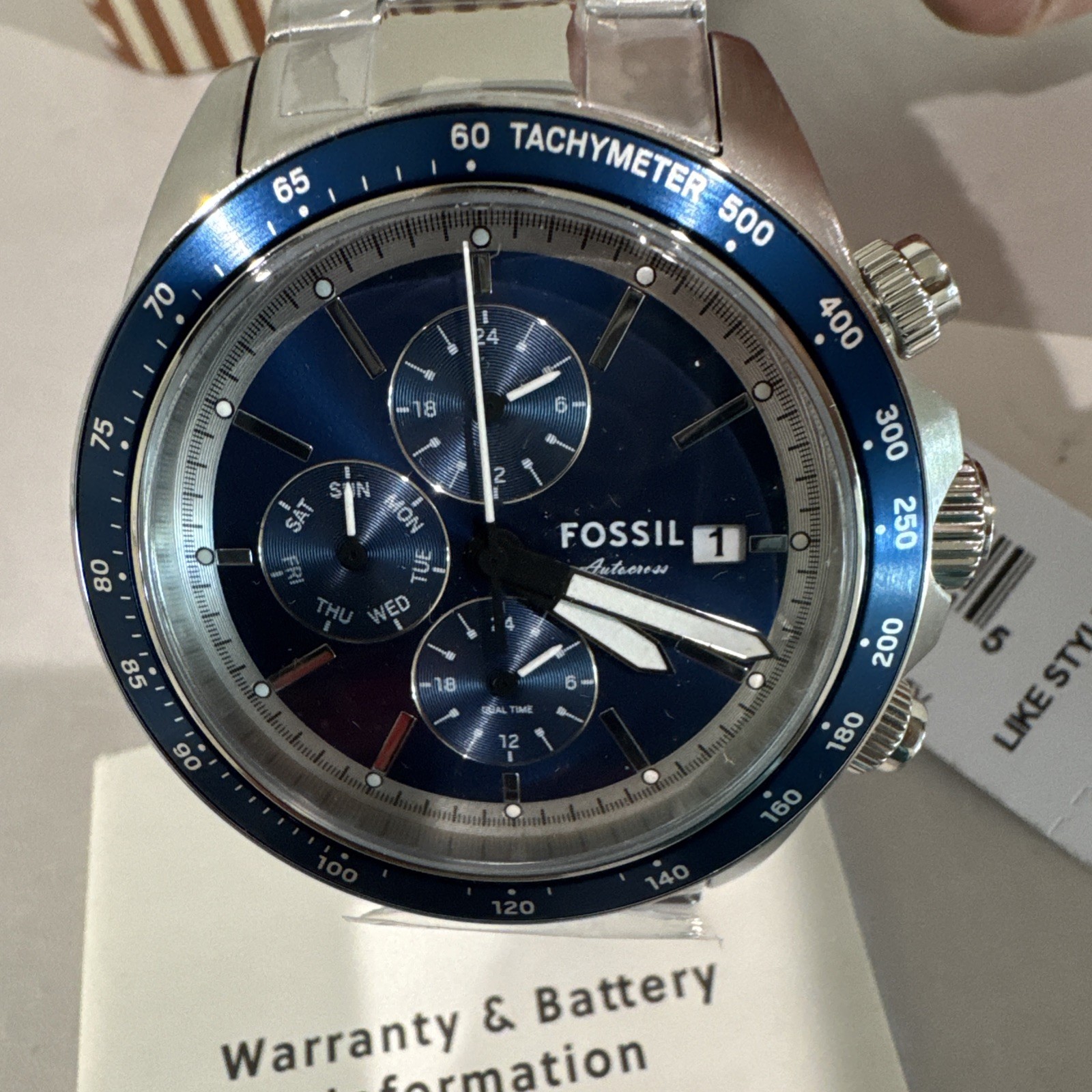 Fossil Autocross Sport Tourer Chronograph Quartz Blue Dial Men’s Watch BQ2869