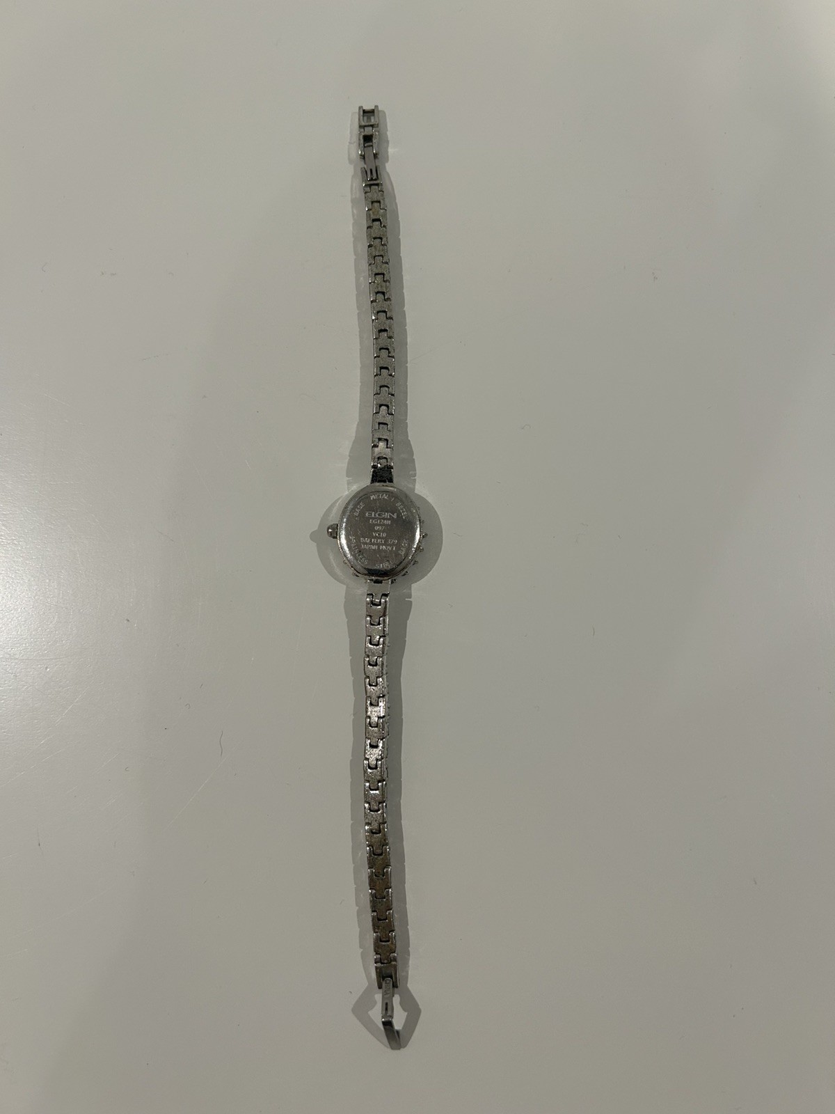 Vintage Elgin Petit Slim Band Women’s Silver Tone Full Stone Dress Watch EG124N