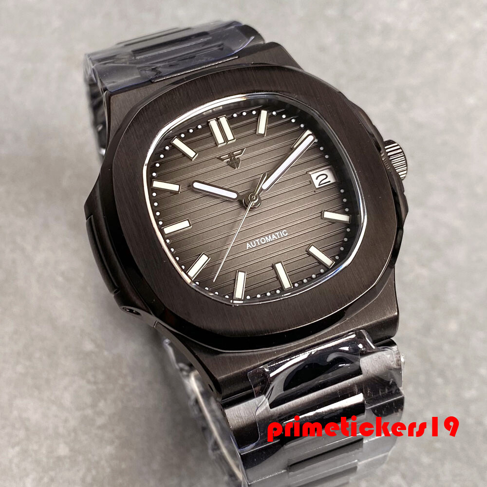Tandorio 40mm Black Pvd Square NH35A Date Automatic Watch for Men Sapphire Lume