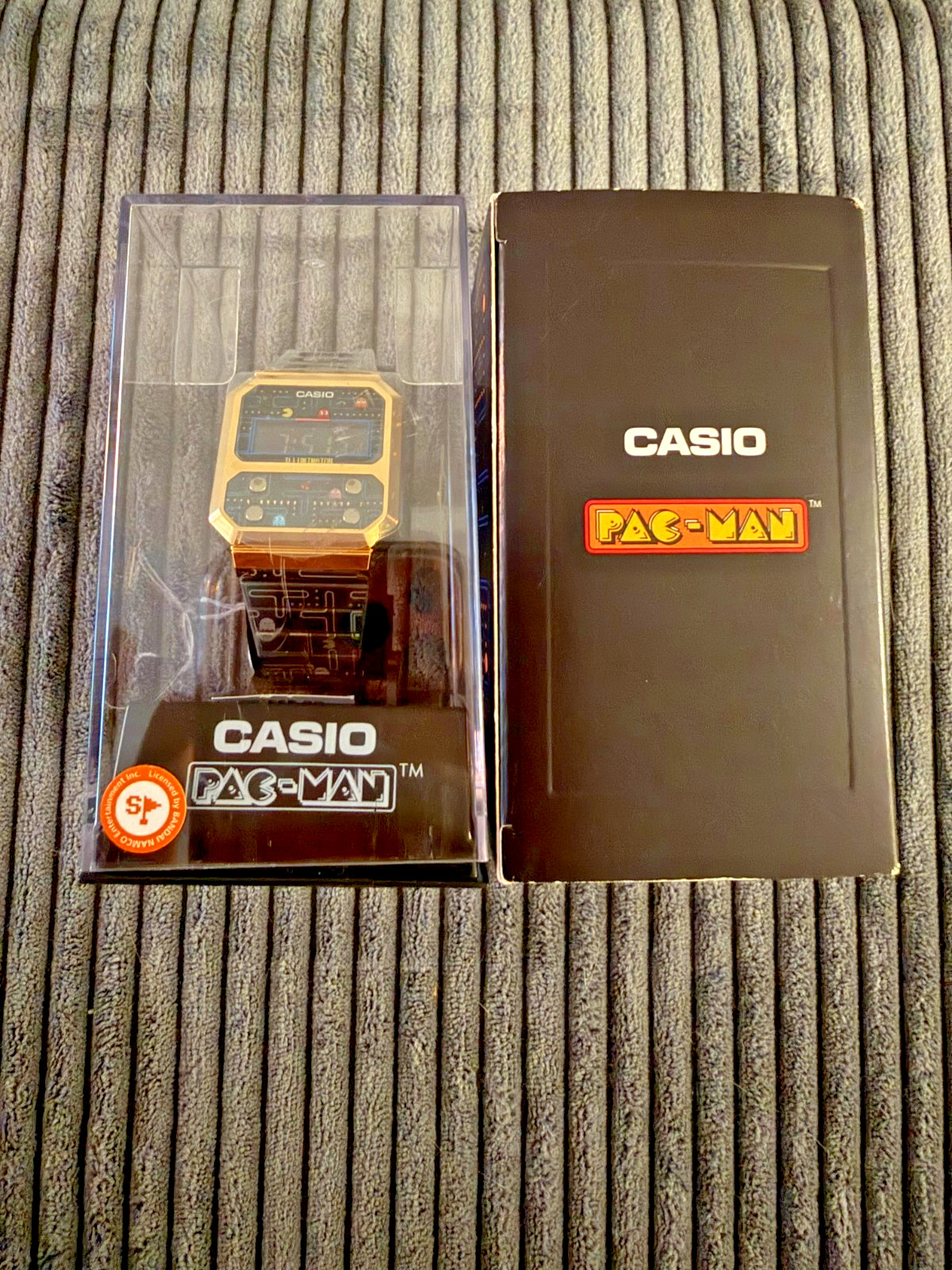 Casio Pac-Man Limited Edition Digital Quartz Watch Black Gold Backlight Box