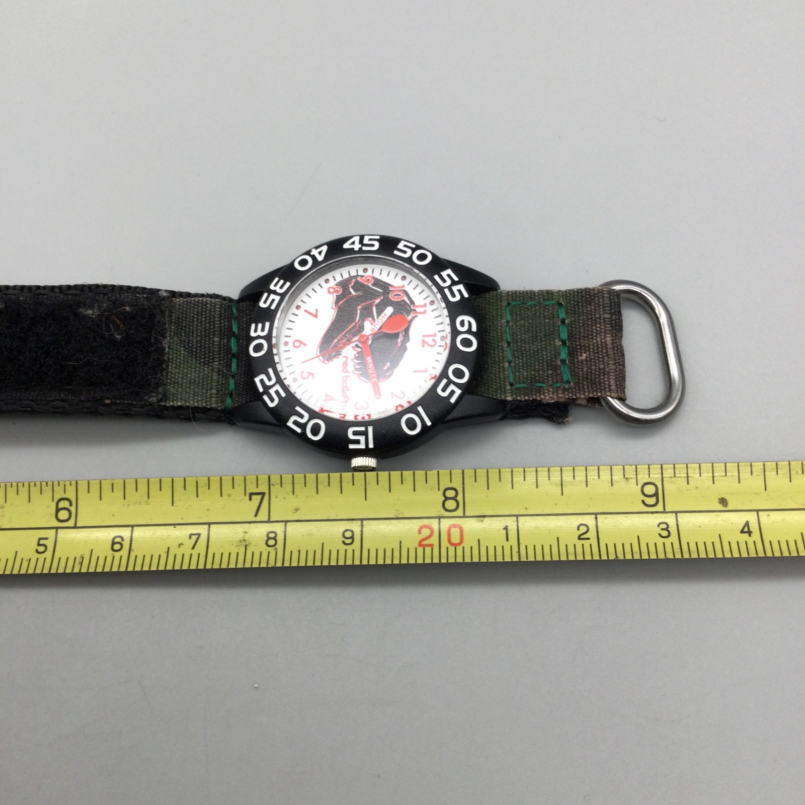 Red Balloon T Rex Time Teller Watch Kids Boy 32mm Black Tone Nylon Band