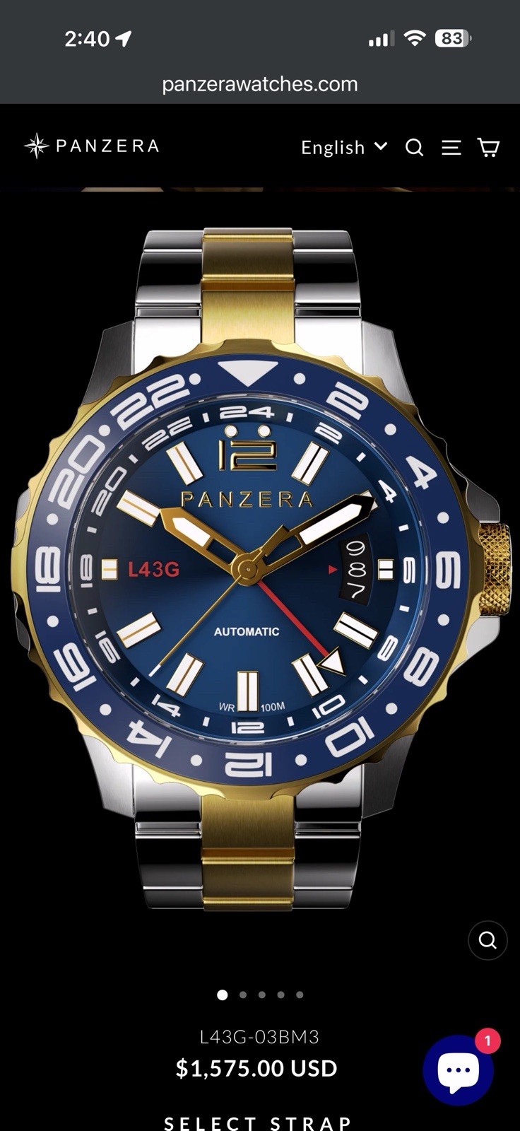 PANZERA Longreach L43G Automatic GMT – Brand New • Unworn • Never Sized