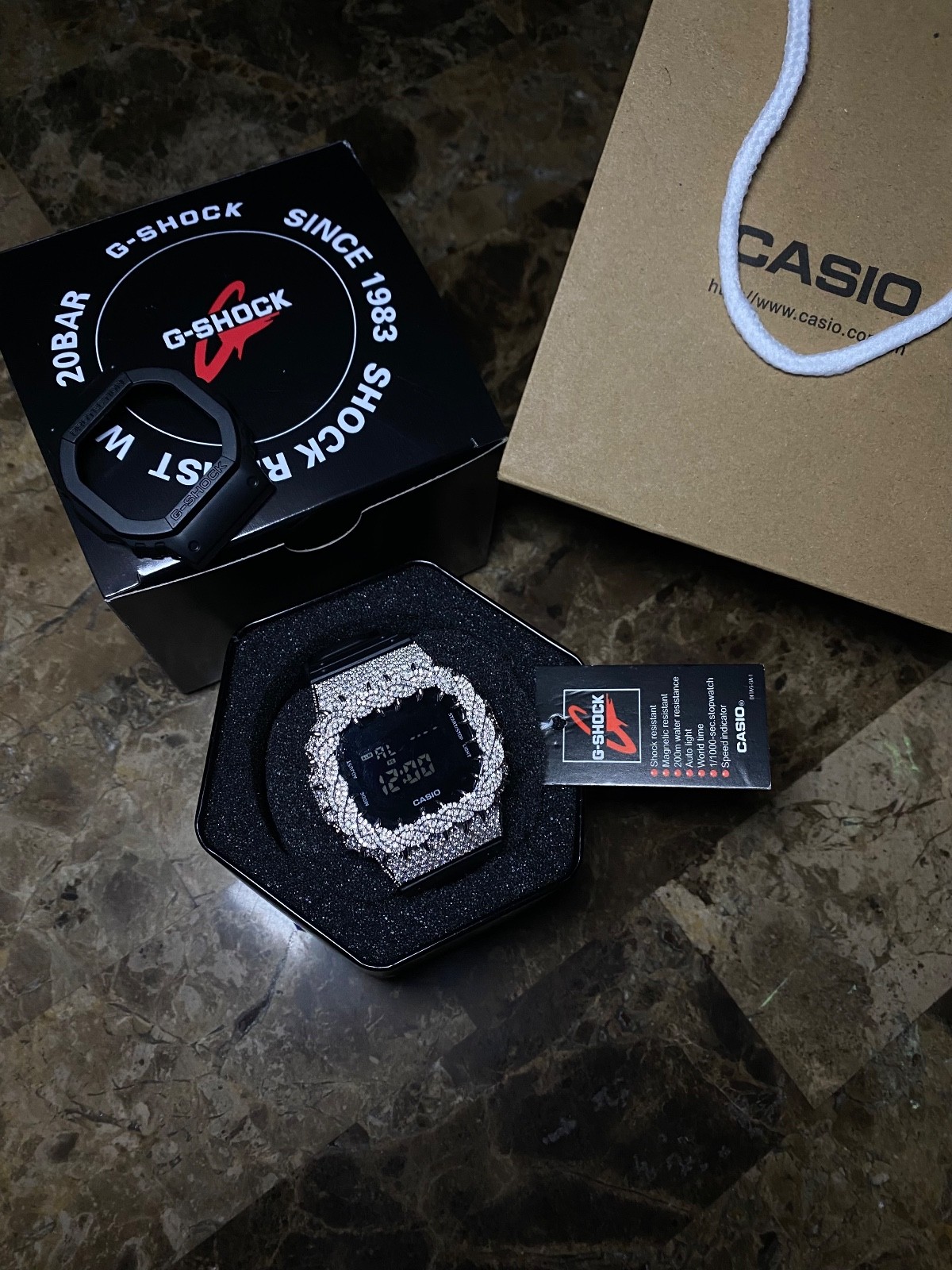 Casio G Shock Iced Out Moissanite Watch