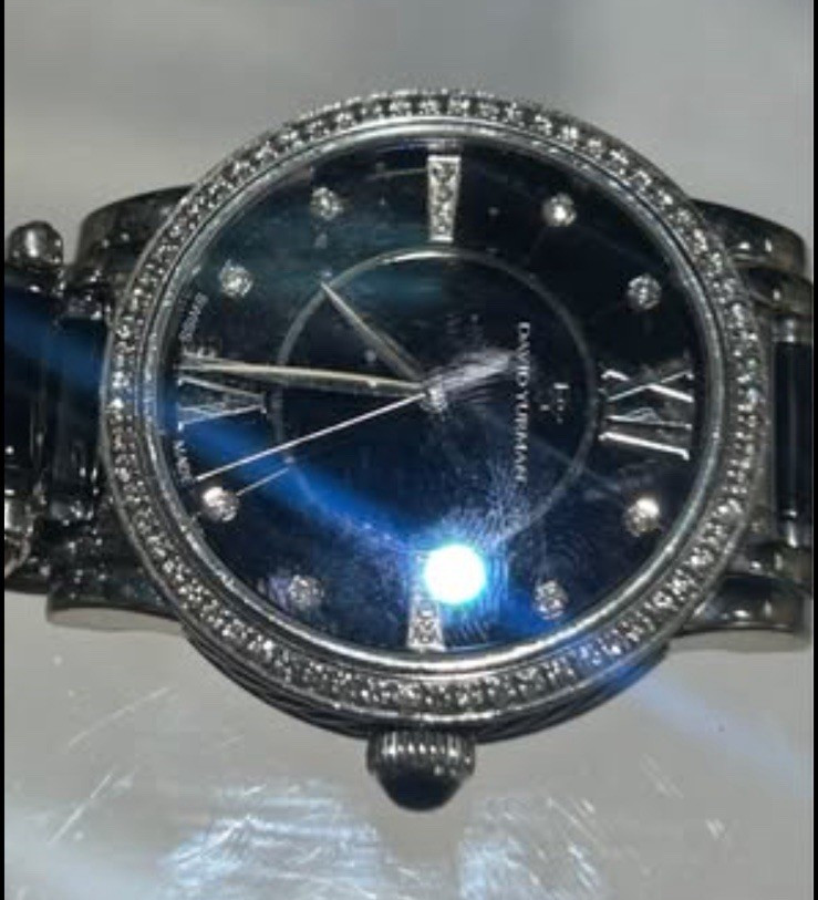 David Yurman Classic 38mm Quartz Diamond Bezel Black MOP Dial Steel Bracelet
