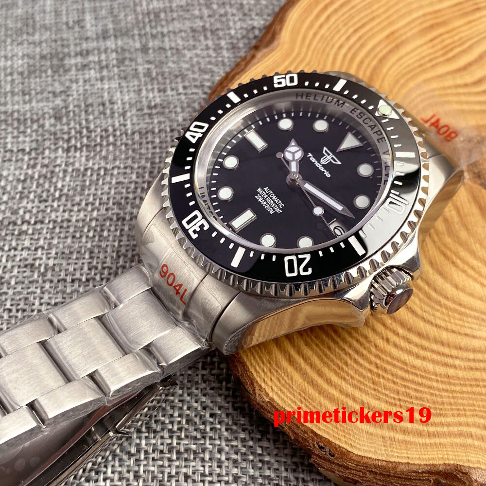 Tandorio 43mm Sapphire Automatic Steel Watch for Men Date NH35A PT5000 Luminous
