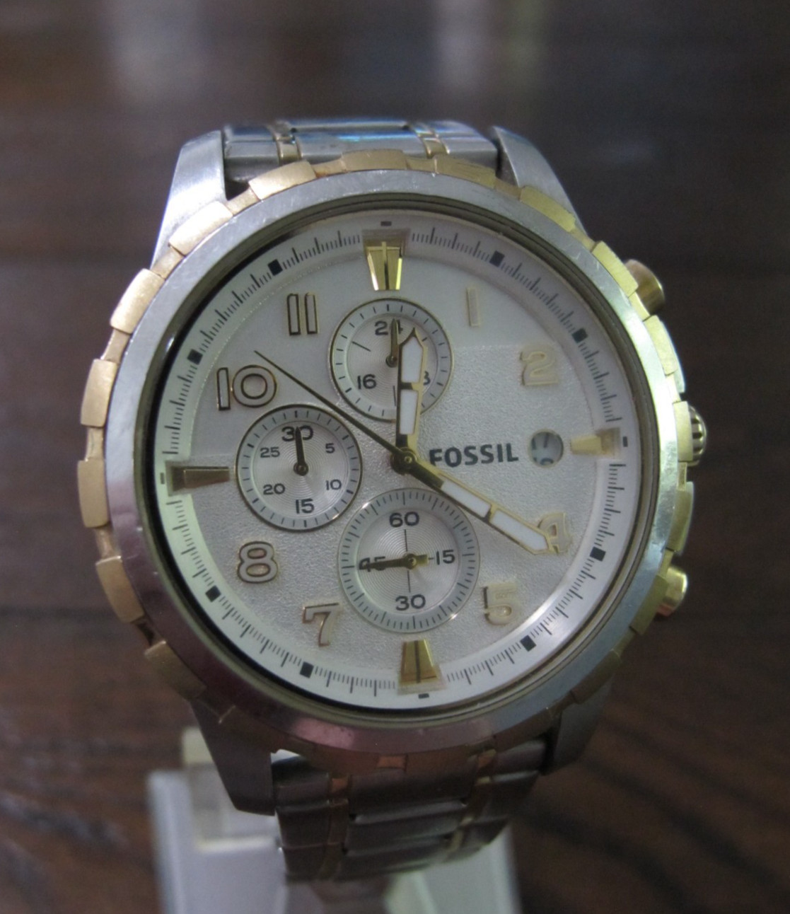 Fossil Dean Chronograph Dial Two Tone Steel FS4795IE Quartz 45mm Silver