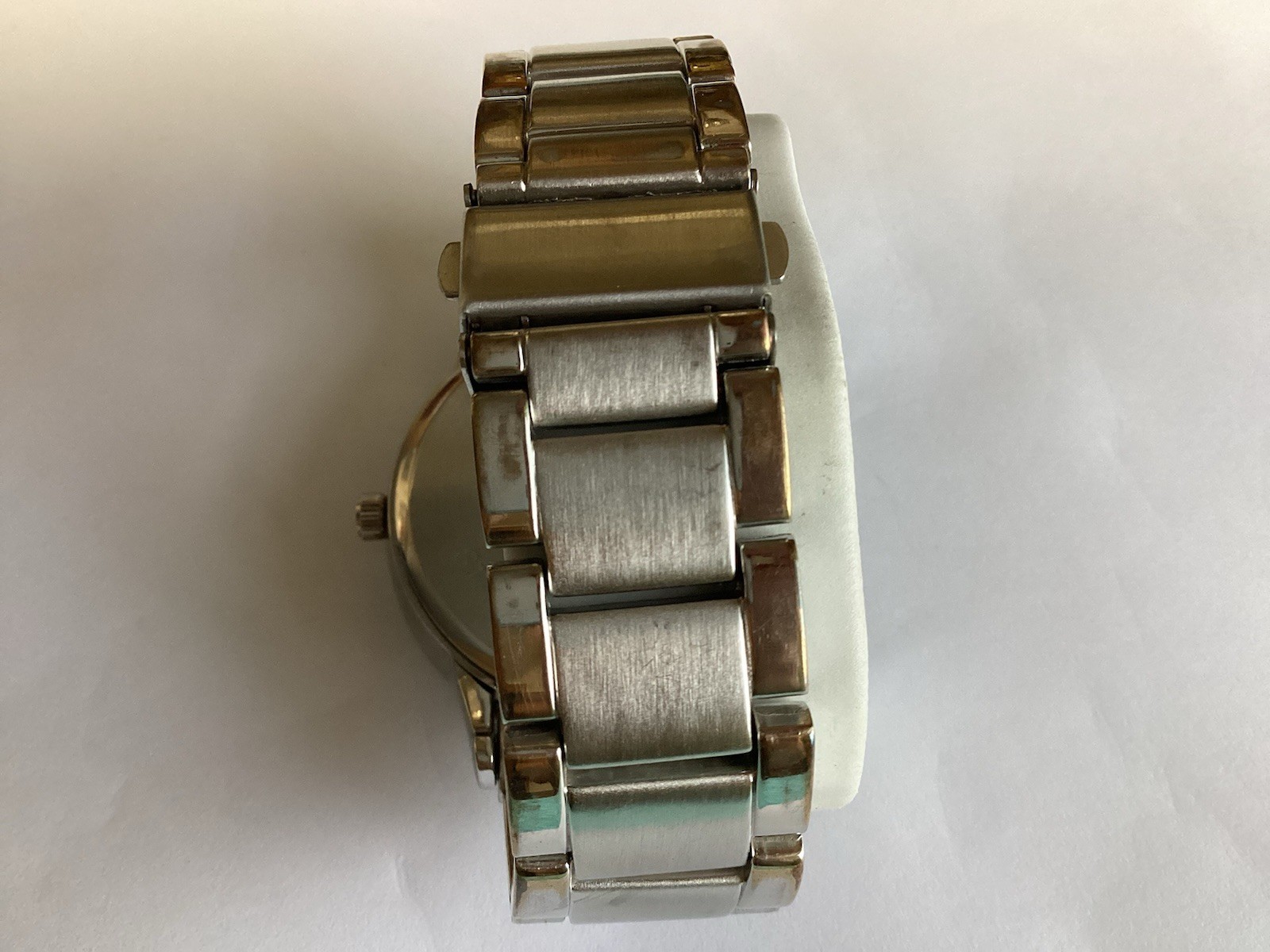 Chrome Mens Watch 42mm Silver Tone Black , Dial Stainless Steel w New Battery