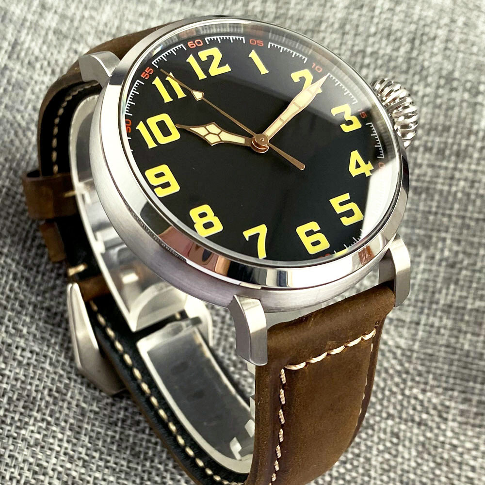 47mm Tandorio black dial NH35A Automatic Mens Watch Double Bow Sapphire Glass