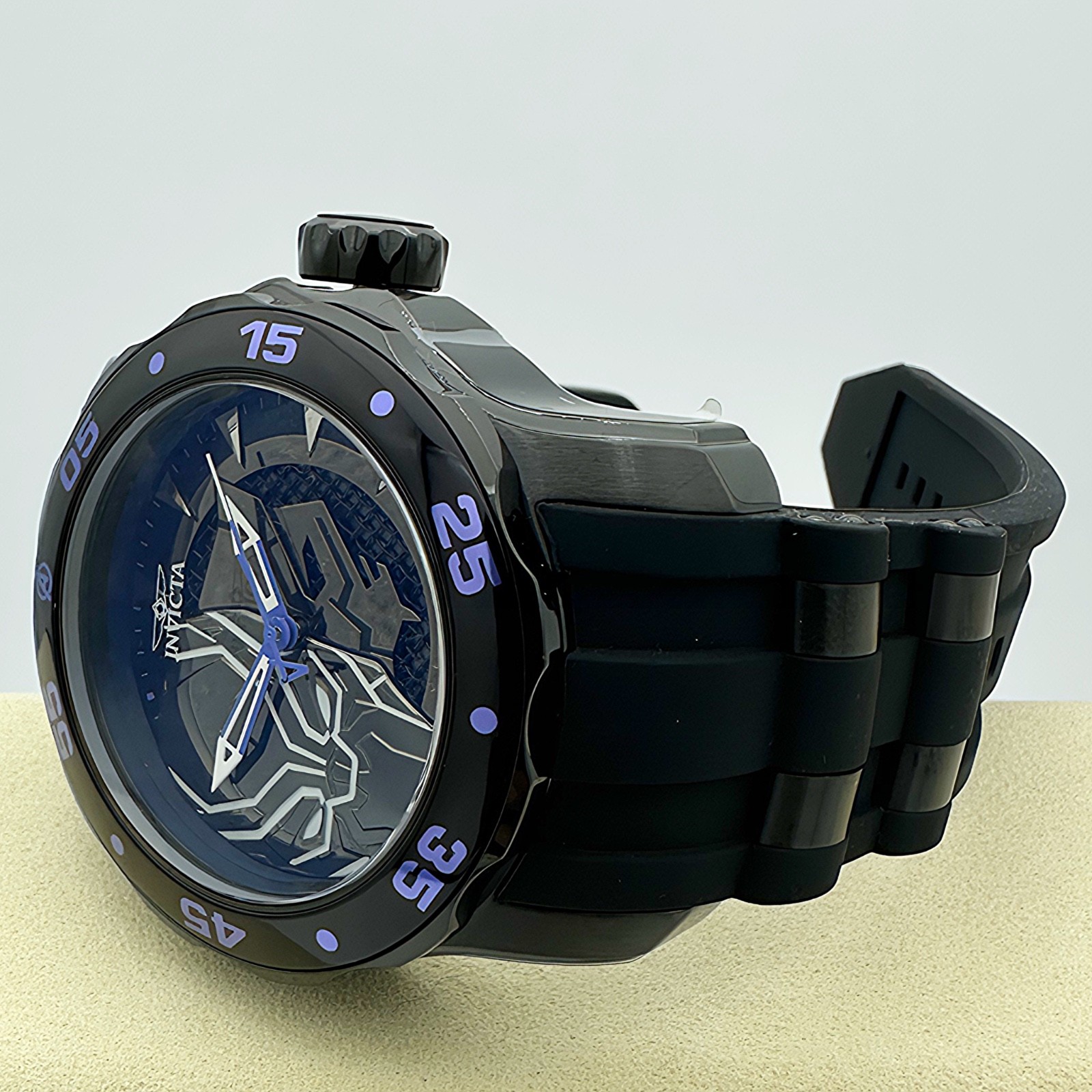 Invicta Marvel BLACK PANTHER Limitd Edition 48mm Black Dial Poly Strap Watch NEW