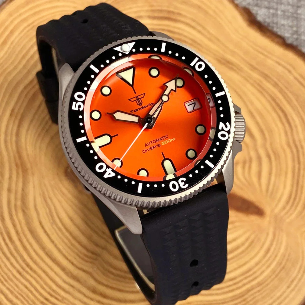 Tandorio New 20ATM 37mm SKX Style Diver Titanium Automatic Watch Sapphire Glass