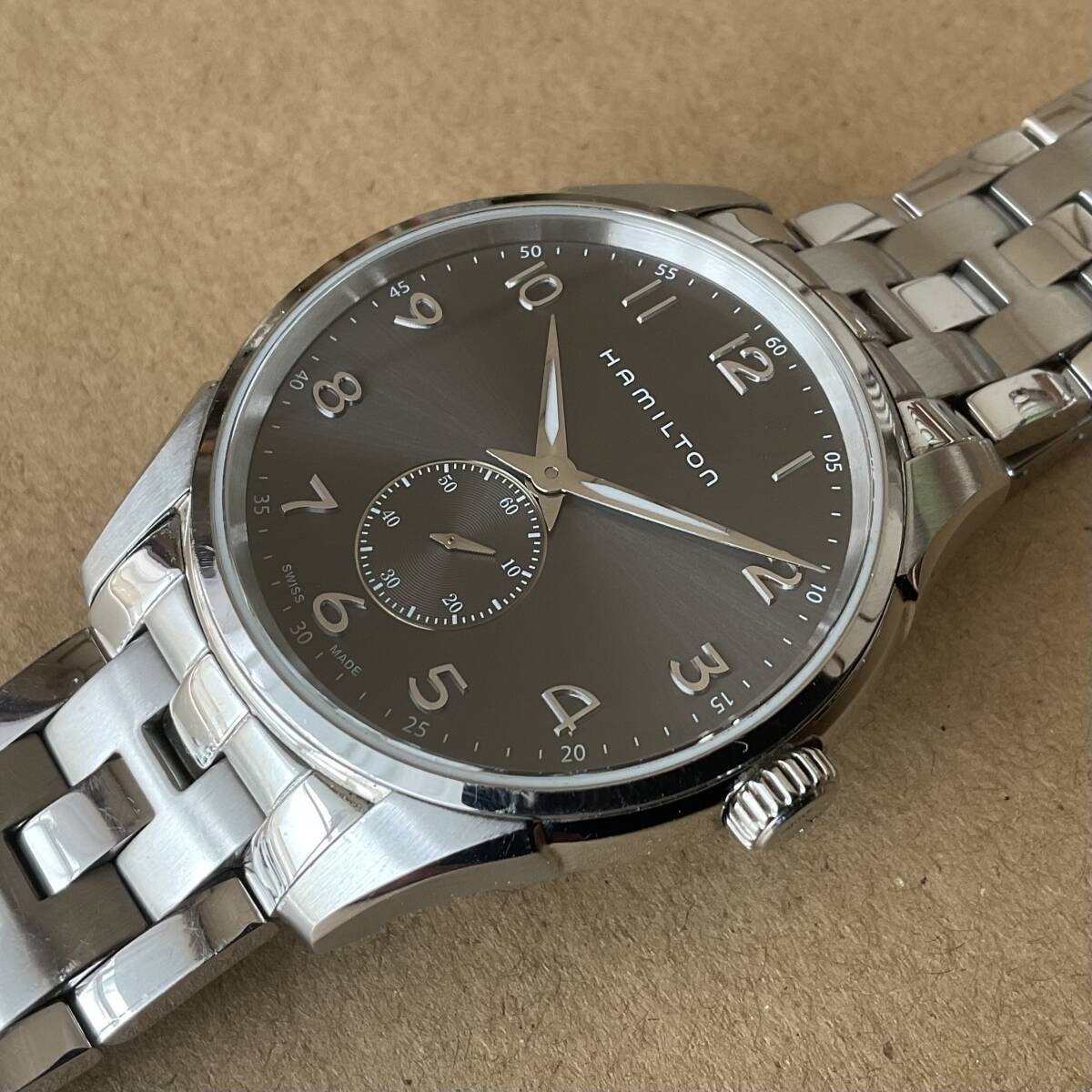 HAMILTON Jazzmaster Small Second Quartz Gray Dial H384110 Swiss Made Watch
