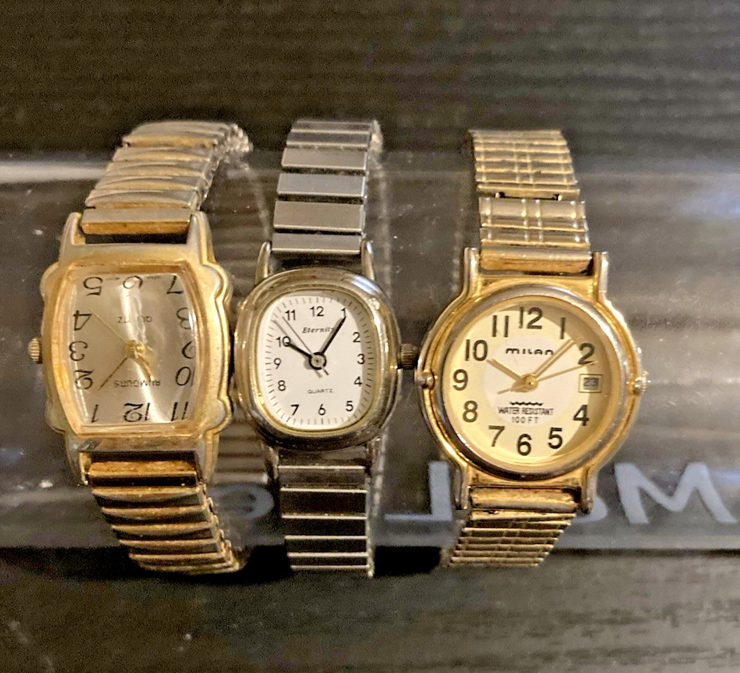 Vtg Wrist Watch Lot Bundle Adjustable Bands . Small Women’s Various Brands .
