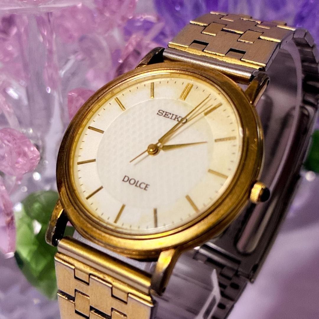 Seiko Dolce 5E61 0A80 Wristwatch Gold Vintage Quartz Size 16 1/2 cm Mens