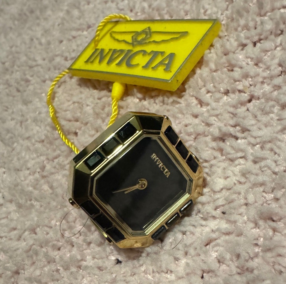🔥 NEW Invicta Mini Angel Women’s Ring Watch BLACK & GOLD 21.5mm 49584 $199 MSRP