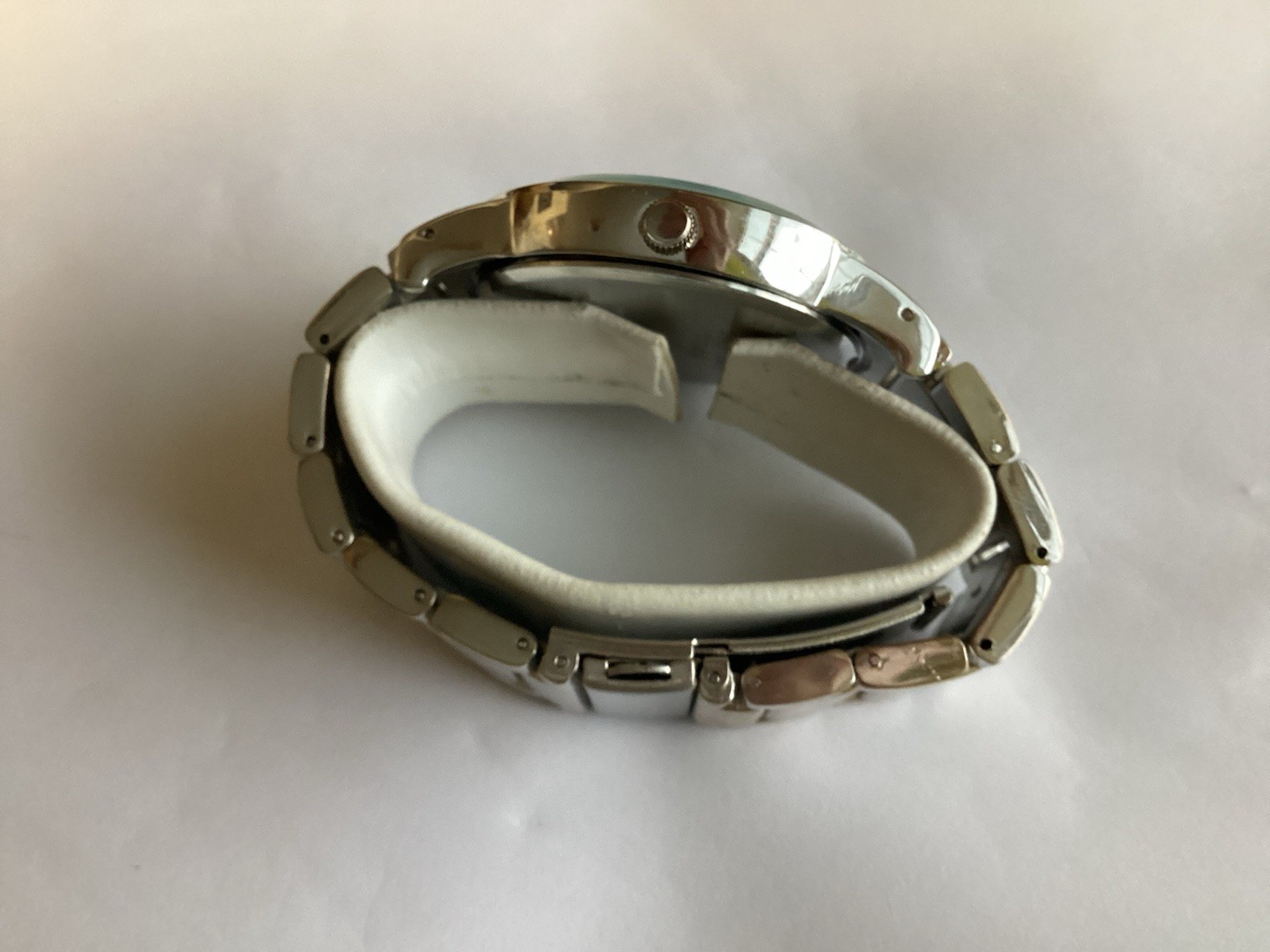 Chrome Mens Watch 42mm Silver Tone Black , Dial Stainless Steel w New Battery