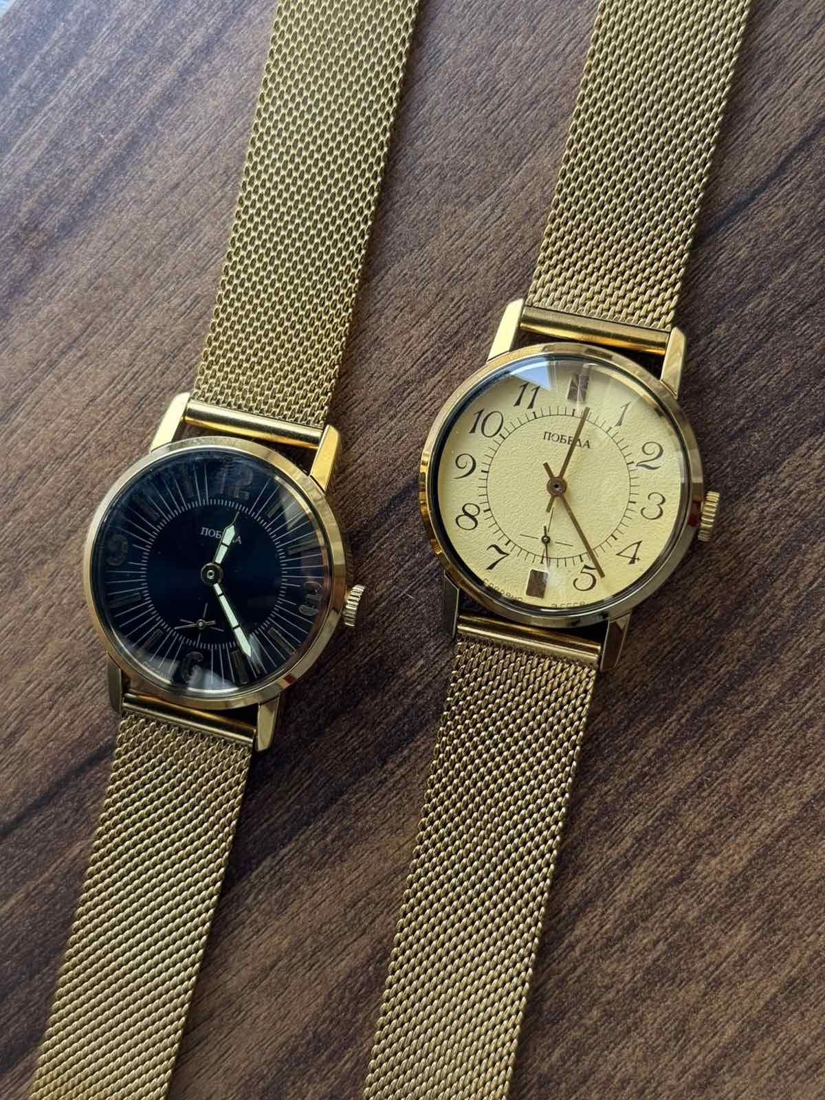 Vintage 1980s ZiM Pobeda Golden Soviet Military Men’s Mechanical Watch Rare Pair