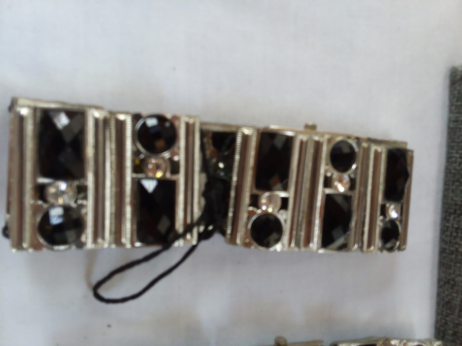 2 Ladies Sophie Quartz Watch Silver Case & Silver & Black Stretch Bracelet As Is