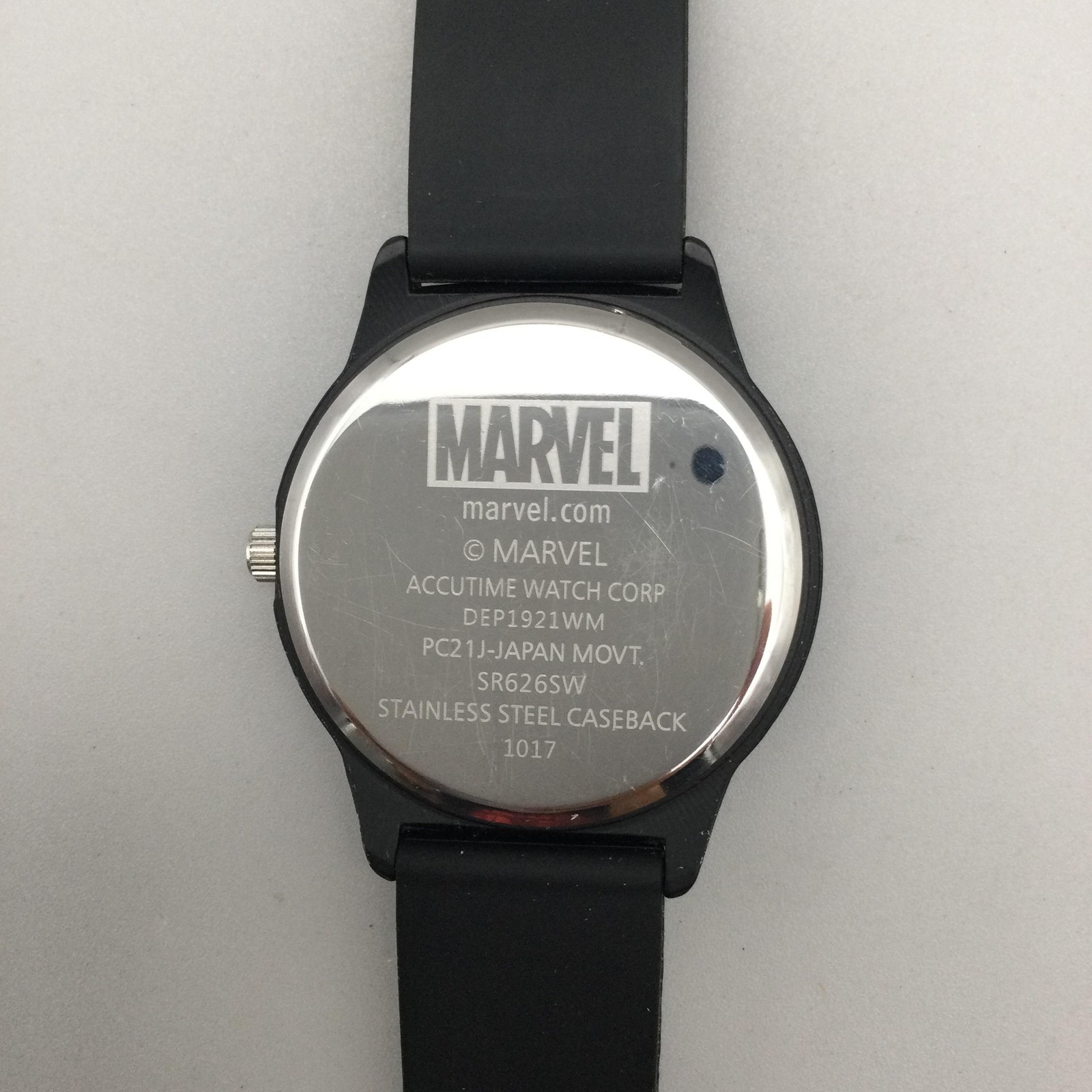 Marvel Dead Pool Mens Watch 45mm Red Dial Black Silicone Band Analog Quartz