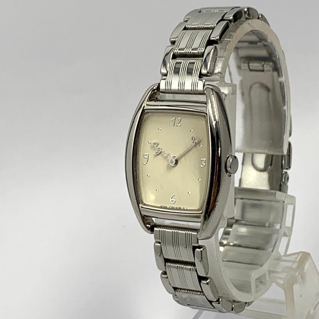 agnes b V7005110 Quartz Watch / Ivory Dial Stainless Steel Band Vintage