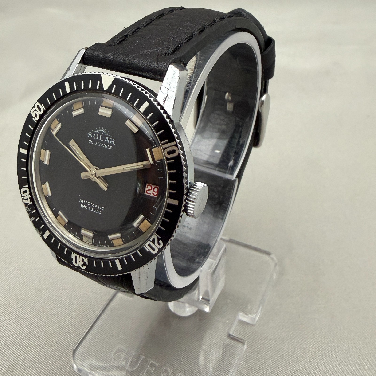 Gallet Solar Automatic 25 Jewel Swiss Vintage Diver Watch Swiss