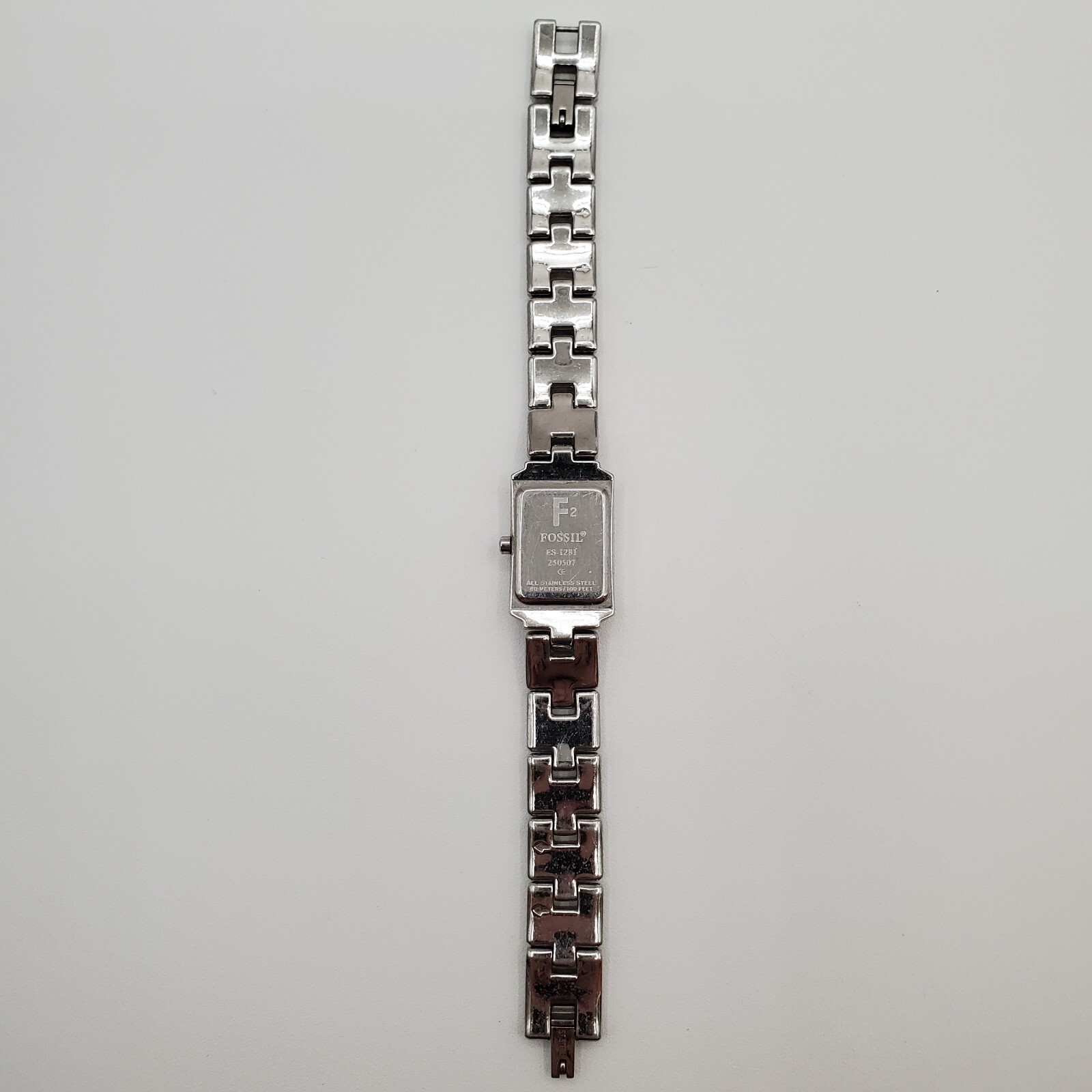Fossil F2 Womens Watch 6.5in Silver Tone Crystal Band NEEDS BATTERY READ