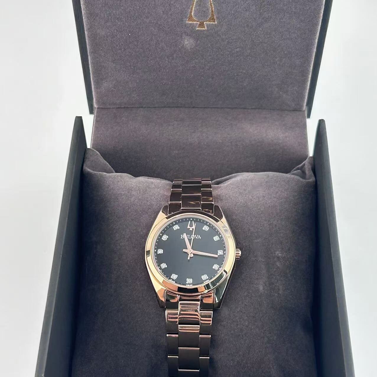 Bulova Surveyor 97P156 Women’s Classic Watch Grey Dial Rose Gold Ladies Watch
