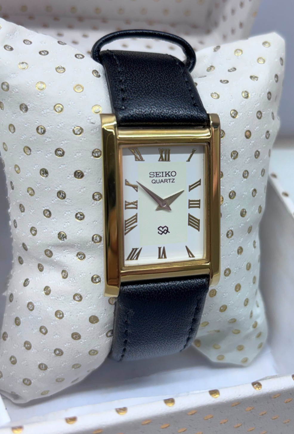 Vintage Refurbished Seiko Slim Tank Quartz Japan Men’s Wrist Watch